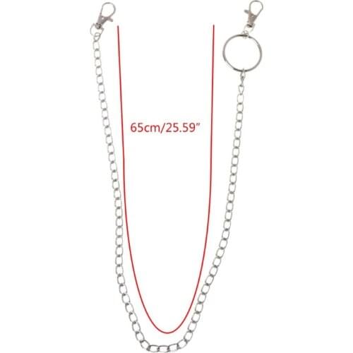 Long Metal Wallet Chain Leash Pant Jean Keychain Ring Clip Mens Hip Hop Jewelry W0YA