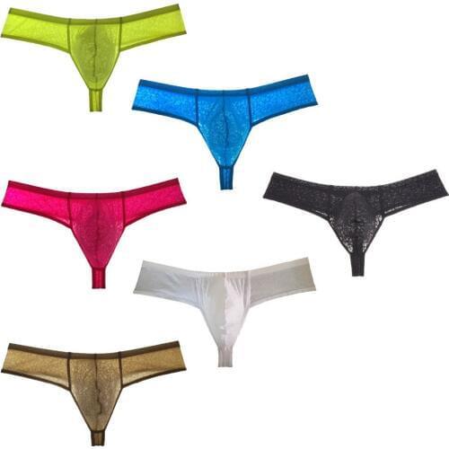 Elastic Jacquard Comfy Cotton Sexy Bikini Mens Underwear Thongs Soft G-Strings Male Thong Underwear Underpants Men Tanga Sexy