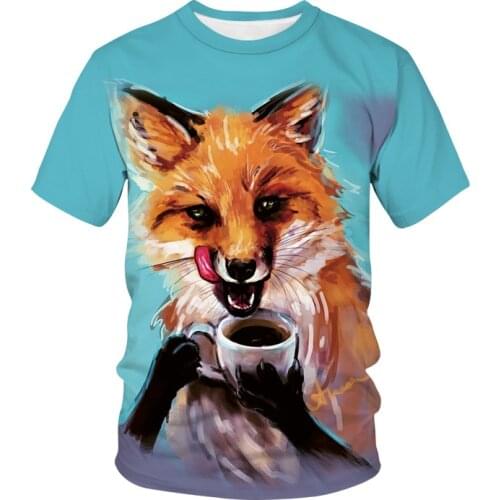 Summer Animal Fox Pattern Men t-shirt Trend Casual 3D Print graphic t shirts Fashion Personality harajuku Hip Hop streetwear Top