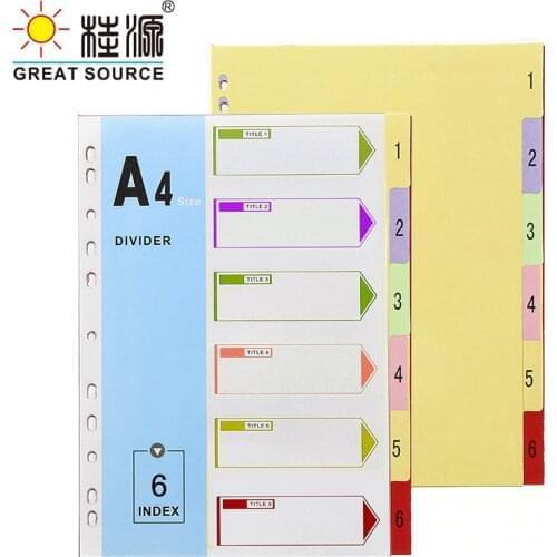 A4 Planner Divider 11 Holes 6 Dividers Colorful Paper CardBoard Index Card For Loose Leaf Paper File Folder Dividers(4 Sets)