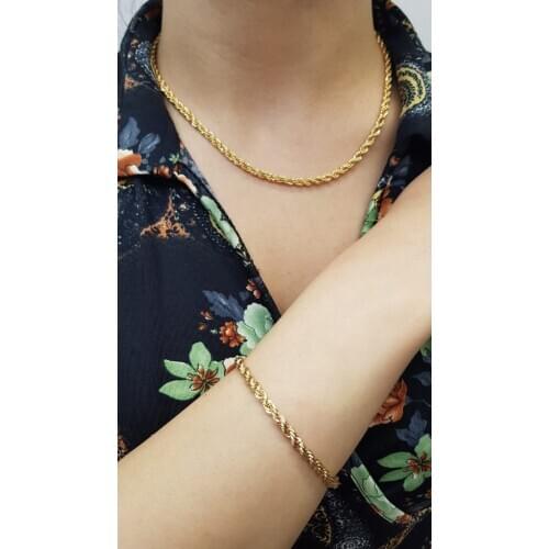 Kolye ve Bileklik Set Zincir Gold