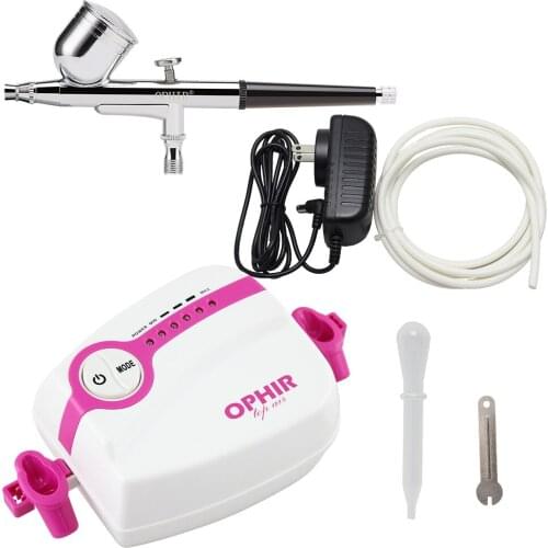 OPHIR 0.3mm Dual Action Airbrush Kit with 5-Speed Adjustable Air Compressor for Cake Decorating Airbrushing Hobby _AC094W+AC004
