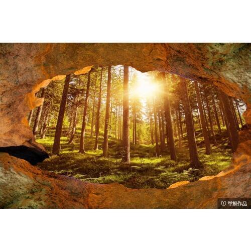 Beautiful scenery wallpapers stone wall woods sun forest wallpapers 3d three dimensional large background wall