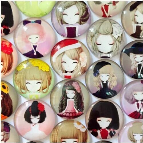 ZEROUP 12mm 20mm Round Photo Glass Cabochon Mixed Pattern Fit Cameo Base Setting for Jewelry Flatback TP-206