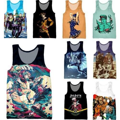 HOXIXIB JoJo Bizarre Adventure Vest Men Undershirt 3D Fun Japan Comics Anime Tees Women Tank Tops Joseph Joestar O Neck Pullover