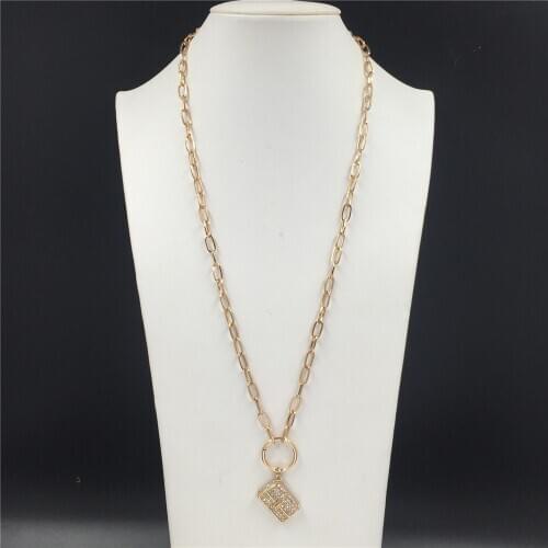 Lovely Gold Color Plating Mini Bag Decorated with Clear Stone Pendant Long Necklace For Women Girl Chic Sweater Matching Jewelry