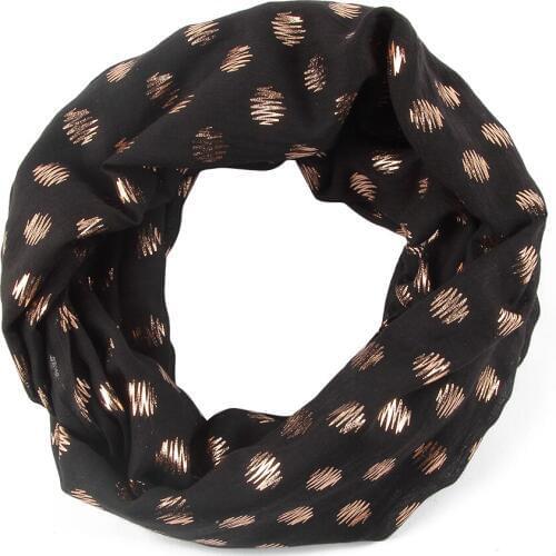 Winfox Fashion Female Snood Scarf Black White Pink Dot Scarves Ring Foil Gold Scarfs Loop Ring Foulard Womens