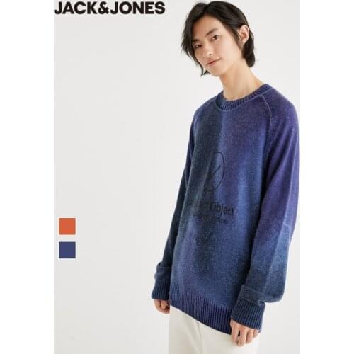 JackJones Autumn&Winter Mens Letter Printed Slim Fit Woolen Tie-dyed Knit Sweater | 220424025