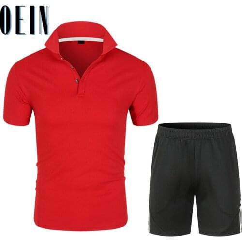 Summer 2021 New Brand Men Sports Sets 2Piece Casual Mens Short-sleeve POLO Shirt+Shorts Set Running Fitness Suit Male Tracksuit