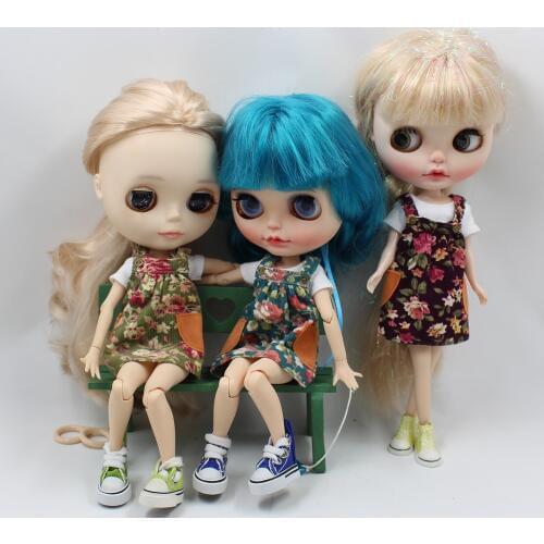 Outfits for Blyth doll Flower dress and white T-shirt dress up for your doll Mori Girl dressing 1/6 BJD ICY DBS