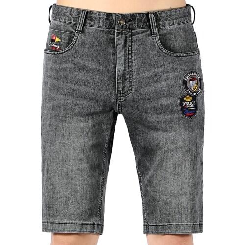 Мужские джинс 2020 Short Men Jeans Business Denim Casual Fashion Embroidery Stretching Thin Soften Cotton Short Jeans Straight