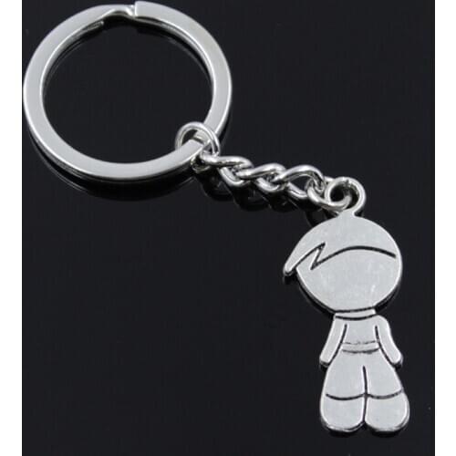 New Fashion Men 30mm Car Keychain DIY Metal Holder Chain Vintage Little Boy Girl 40x18mm Silver Color Pendant Gift