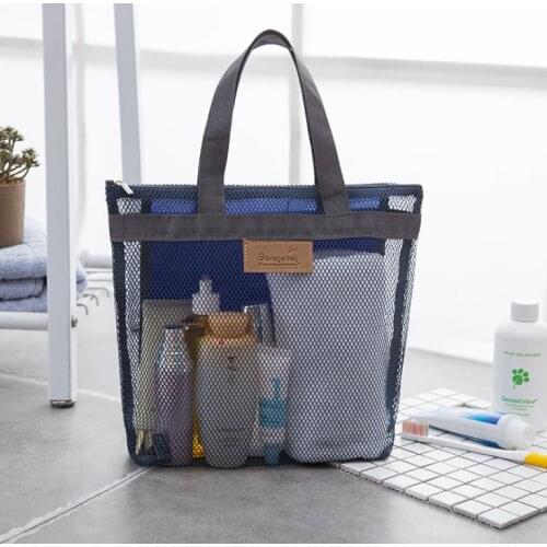 Portable Mesh Transparent Toiletry Handbag Large Capacity Cosmetic Bags Outdoor Travel Beach Bag Makeup Tote Bag SN411