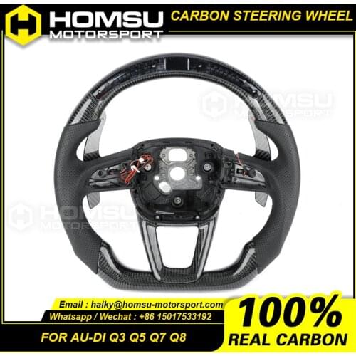 Custom Forged carbon fiber steering wheel for aud i Q3 Q5 Q7 Q8 LED Forged carbon fiber steering wheel