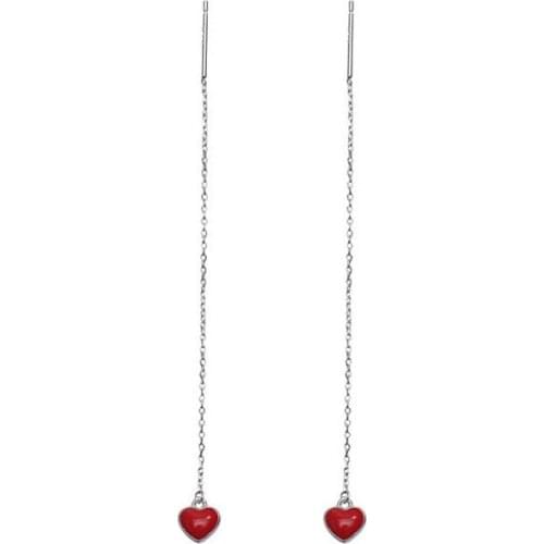 New Design Long Heart Silver Color Drop Earrings for Women Christmas Girls Gift Fashion