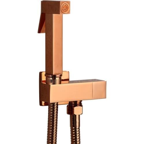 Toilet Bidet Faucets Rose Gold Bidet Mixer Faucet Black Brass Bathroom Shower Blow-fed Spray Gun Nozzle Single Cold Water Taps