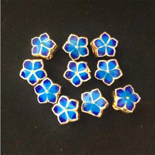 10pcs wholesale 7mm flower shape cloisonne blue enamel spacers beads fit diy bracelets necklaces accessories findings B2501