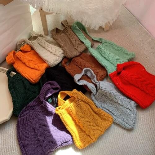 New Childrens Coin Purse Cute Solid Knitting Plaid Messenger Bag Lovely Girls Accessories Shoulder Bag Kids Purse