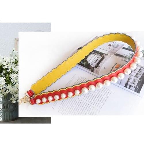 Wide Shoulder Strap Bag with Leather Bag Female Accessory Backpack Strap Pearl Decoration Strap Strap You Shoulder
