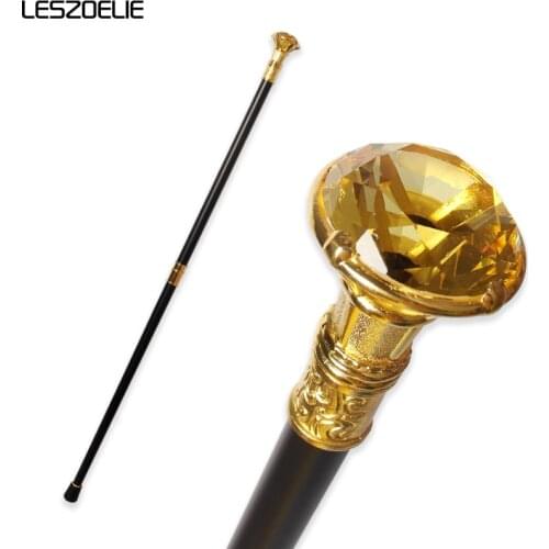 Yellow Diamond Walking Stick For Men Decorative Walking Cane Women Crystal Handle Elegant Fashion Walking Stick
