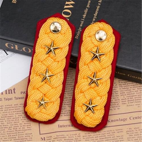 1 Pair Woven Epaulettes Rope Golden Star Accessories Performance Shoulder Strap Badges DIY For Uniform Honor Guard Costume