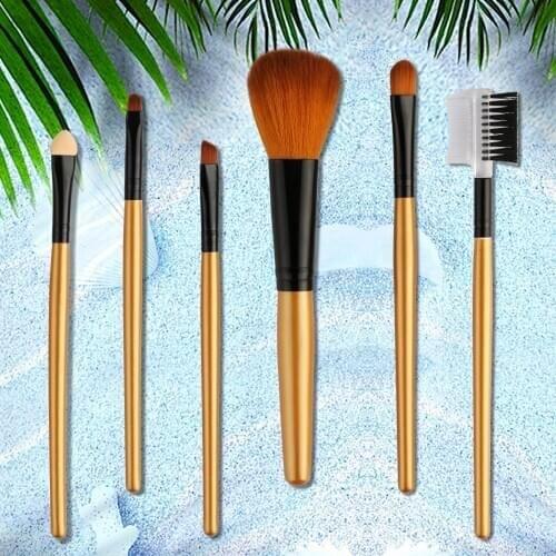 6pcs Makeup Brush Set Eye Shadow Blush Foundation Eyebrow Brush Fashion High Quality Face Mix Eye Makeup Brush Set