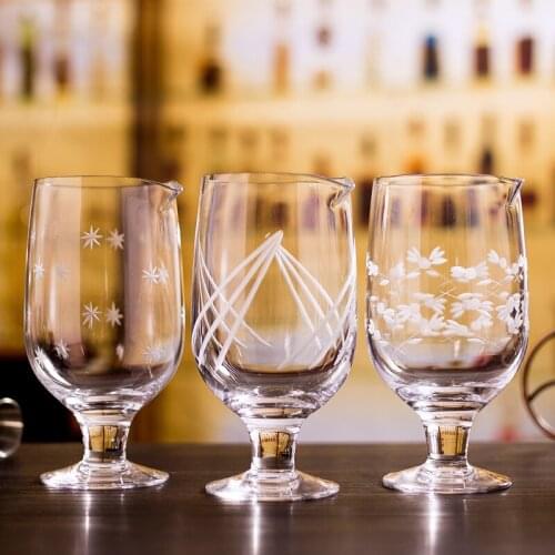 Free Shipping Japanese Pattern 750ml Stemmed Mixing Glass For Cocktail Bartender Tool