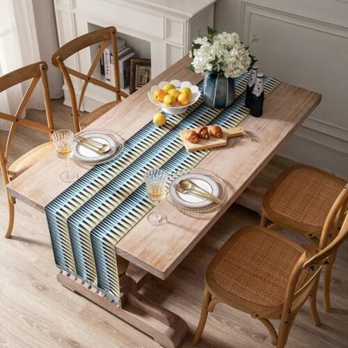 Ethnic Style Bohemian Long Strip Tablecloth TV Cabinet Restaurant Party Wedding Decoration Simple Tassel With Beads Table Runner