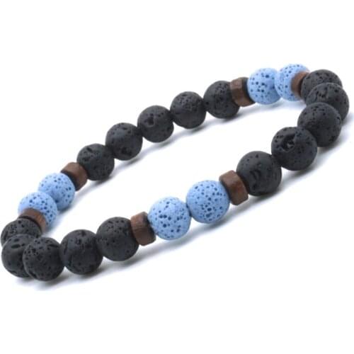 8mm Chromatic Stone Lava Bead Tibetan Wooden Spacer Buddha Diffuser Bracelets Men Jewelry Gift Yoga Jewelry Drop Shipping