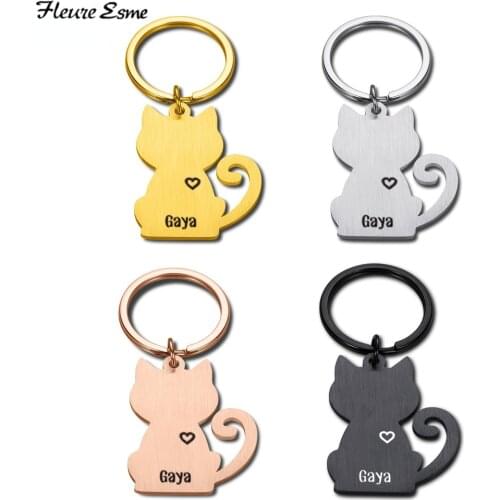 Personalized Pet ID Tag Keychain Cat Dog Engraved Keyring Puppy Dog Pets ID Name Number Tag Pendant Keyring Bone Pet Accessories