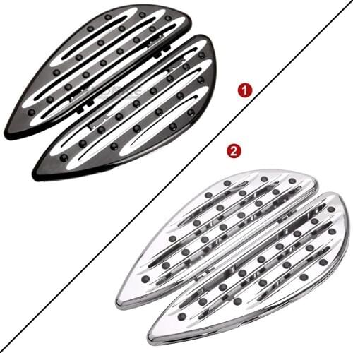 BLACK Chrome Deep edge cut Driver Stretched Floorboards for Harley Glide softail