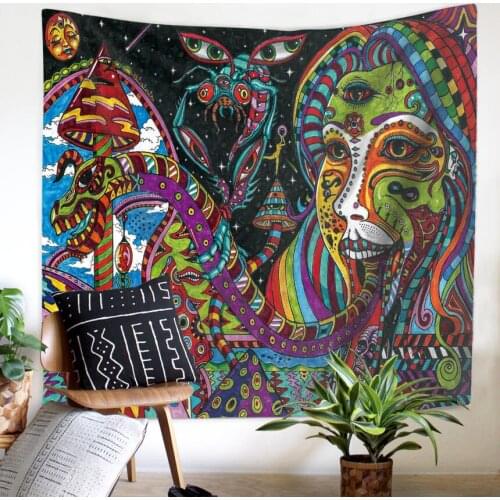 Home Creative Tapestry Psychedelic Watercolor Square Large Size Munltifunctional Wall Hanging Blanket Personality Decoration