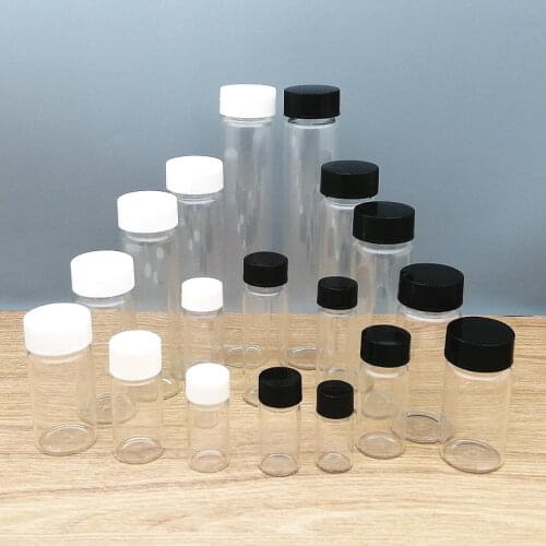 2ml to 60ml Clear Glass Sample Bottle,Reagent Vials with Screw Plastic Cap and PE Pad,Lab Small Flask Used for Sorting