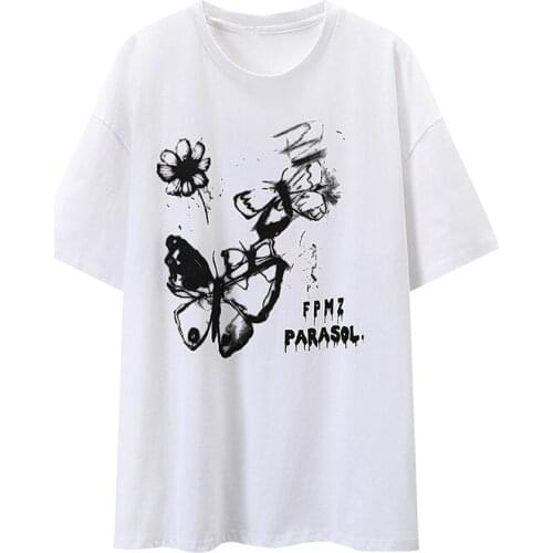 Oversize Women Soft Cotton O Neck T-shirt 2021 Summer Fashion Ladies High Street Loose T-shirt Female Printed Casual T-shirt Top