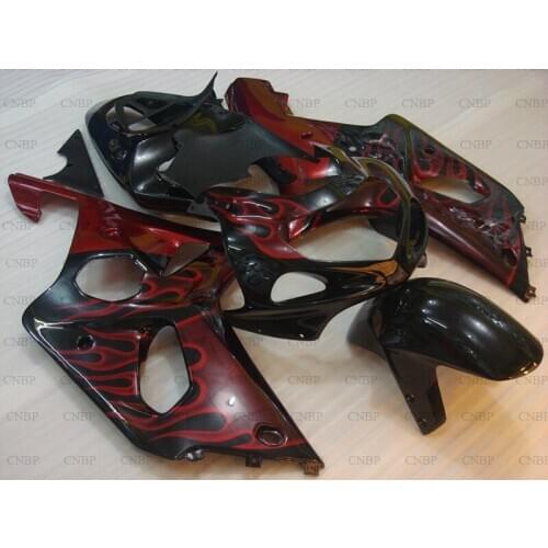 GSXR600 GSXR750 GSXR1000 2000 - 2003 K12 Plastic Fairings GSX R600 R750 R1000 01 00 01 00 Black Red Frame Motorcycle Fairing