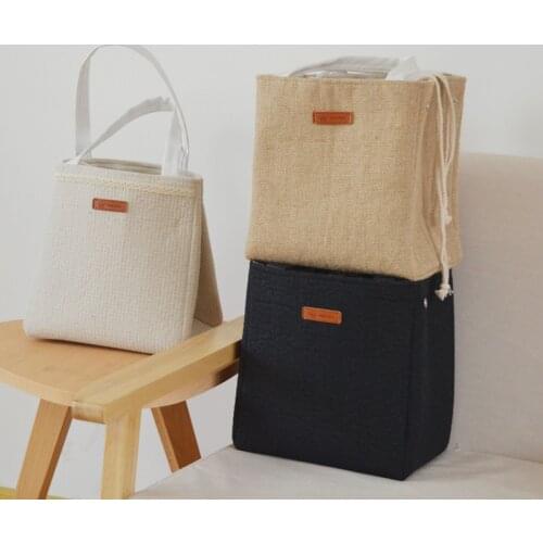 Functional Pattern Cooler Lunch Box Portable Insulated Cotton Linen Lunch Bag Thermal Food Picnic Lunch Bags For Women Kids