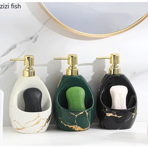 Imitation Marble Portable Soap Dispenser Ceramic Shower Gel Shampoo Bottles Lotion Bottle Soap Boxes Two Uses Bath Supplies