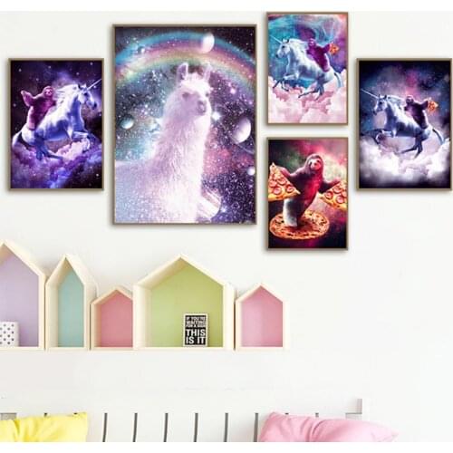 Canvas Wall Art Home Decor Pictures Monkey Horse Dog Animal Painting Prints Modular Watercolor Nordic Style Poster Living Room