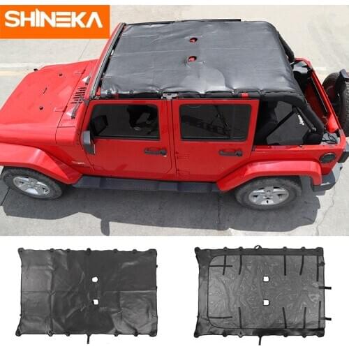 SHINEKA Sunshade Accessories for Jeep Wrangler JK Leather Soft Roof Top Full Length Cover for Jeep Wrangler JK 4 Door 2007-2017