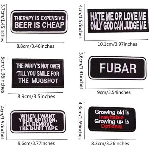 Left chest black white name BEER IS CHEAP,Growing up is optional,embroidery patch iron on sew on for sleeve brodrerie label