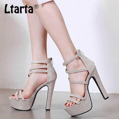 LTARTA 2019 New Waterproof Table Hollow Thick Heel Sandals Wedges Shoes for Women Platform High Super Shoes Woman JXQ-0083