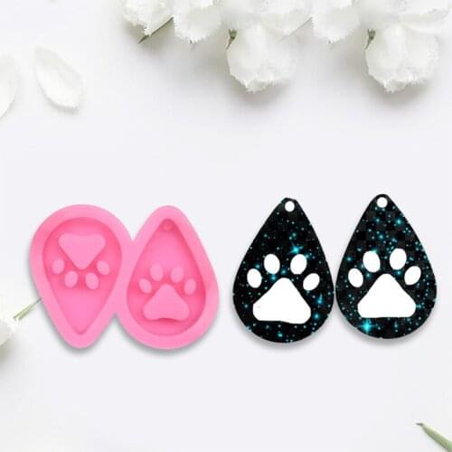 M2EA Dog Paw Keychain Epoxy Resin Mold Key Chain Earrings Pendants Silicone Mould DIY Crafts Jewelry Casting Tool