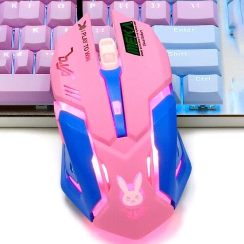 Cute Pink Rabbit Design Mouse For Girlfriend Gifts Ergonomic USB Wired Silent/sound 4 DPI Colorful Light Game Mouse Accessories