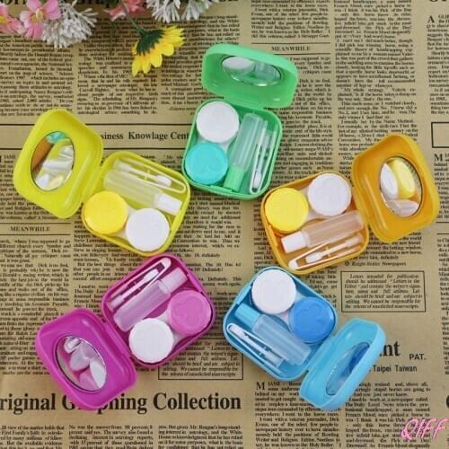 Mini Mirror Contact Lens Travel Kit Easy Carry Case Storage Holder Container Box