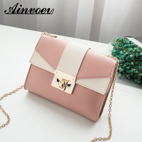 Ainvoev Fashion Korean Style Cute Metal Crossbody Coin Purse Contrast Color Bag Cover Womens Shoulder Small Square Bag