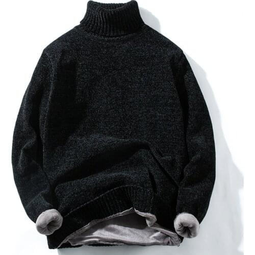 2020 Mens Sweater Plush Thickened High-necked Winter Bottom Sweater Warm Korean version of self-fitting knitwear in mens wear