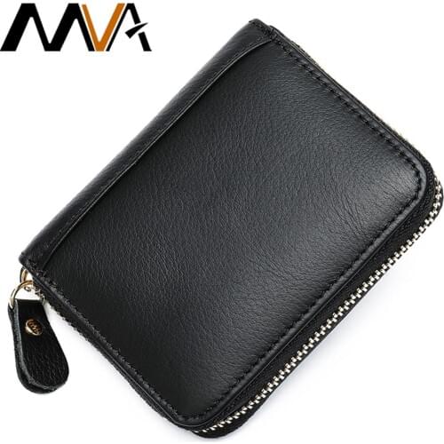 MVA Function Card Holder Case ID Credit Zipper Pocket Purse Money Bussiness Card Case Mens Wallets Leather Coin Wallet Man 8117