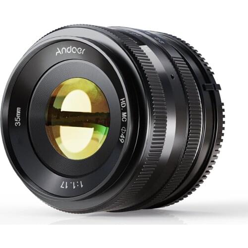 Andoer 35mm F1.7 APS-C Manual Focus Camera Lens Large Aperture Prime Fixed Lens Replacement for Sony E-Mount Mirrorless Cameras