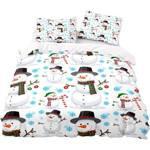 Cartoon Children Christmas Snowman Pattern Duvet Cover Set 160x200 With Pillowcase,210x210 Quilt Cover,Blanket cover,Bedding Set