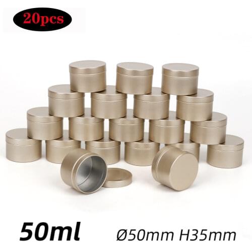 20pcs 50ml Empty Aluminum Tin Jar with Lid Bulk Round Tea Container Candle Can Small Storage Packaging Box Black White Red Gold